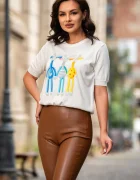 InPuff Basic Bluza din tricot cu maneca scurta cu imprimeu girafe