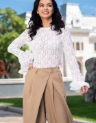 InPuff Basic Body elegant alb din dantela cu volane din voal