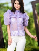 InPuff Basic Camasa din organza lila brodata