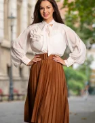 InPuff Basic Camasa eleganta Magnolia crem din voal cu nasturi sidefati