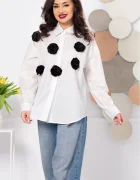 InPuff Basic Camasa Rosalia oversize alba cu trandafiri 3D