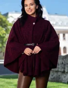 InPuff Basic Capa eleganta lunga bordo din material cu textura pufoasa