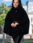 InPuff Basic Capa eleganta lunga neagra cu nasture auriu