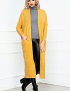 InPuff Basic Cardigan lung camel din tricot