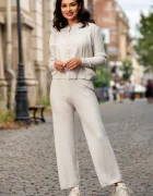 InPuff Basic Compleu casual din tricot fin bej din doua piese