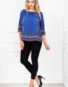 InPuff Basic Compleu casual Melody cu bluza albastra si imprimeu floral By InPuff