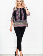 InPuff Basic Compleu casual Melody cu bluza neagra si imprimeu floral By InPuff