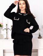 InPuff Basic Compleu dama elegant din tricot cu perle decorative