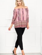 InPuff Basic Compleu Melody lejer cu bluza roz si imprimeu floral By InPuff