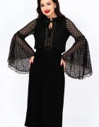 InPuff Basic Fusta midi neagra din tricot cu talie elastica