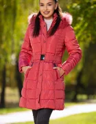 InPuff Basic Geaca lunga matlasata culoarea roz cu gluga detasabila si blanita