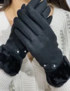 InPuff Basic Manusi elegante Gilda negre cu blanita si flori decorative