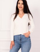 InPuff Basic Pulover alb din tricout cu riziuri si nasturi maxi