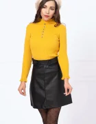 InPuff Basic Pulover elegant mustar din tricot cu dantela la guler si mansete