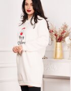 InPuff Basic Pulover Merry Christmas alb lejer cu model ren