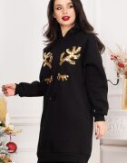InPuff Basic Pulover negru lejer cu model din paiete tip ren