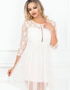 InPuff Basic Rochie de cununie in clos mini din dantela si tul alb