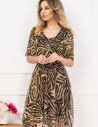 InPuff Basic Rochie de ocazie Crina in clos cu reflexii aurii si imprimeu by InPuff
