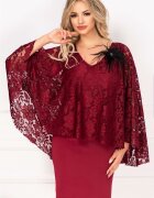 InPuff Basic Rochie de ocazie Gina bordo cu dantela si accesoriu cu fulgi by InPuff