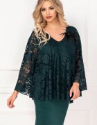 InPuff Basic Rochie de ocazie Gina verde cu dantela si accesoriu cu fulgi by InPuff