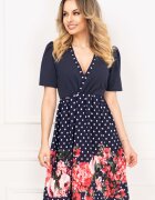 InPuff Basic Rochie de vara bleumarin Rubi cu buline si imprimeu floral By InPuff
