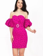 InPuff Basic Rochie de zi cu buline Layla fucsia cu maneci gogosar
