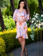 InPuff Basic Rochie de zi satinata lila cu imprimeu floral