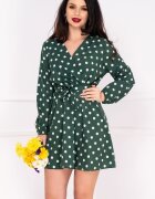 InPuff Basic Rochie de zi verde cu buline albe