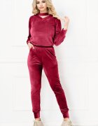 InPuff Basic Trening bordo din catifea Priscilla cu banda in jurul gatului