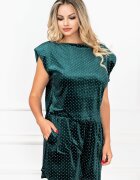 InPuff Basic Trening dama din catifea cu umeri buretati Iris verde cu buline By InPuff