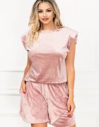 InPuff Basic Trening dama din catifea roz cu umeri buretati Iris si buline By InPuff