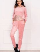 InPuff Basic Trening din catifea roz Corina cu paiete aplicate By InPuff
