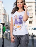 InPuff Basic Tricou casual alb cu imprimeu fashion