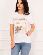 InPuff Basic Tricou chic alb True Love cu aplicatii aurii