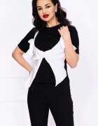 InPuff Basic Tricou elegant negru cu funda stilizata alba