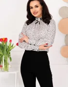 InPuff Bluza dama eleganta alba cu buline negre