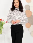 InPuff Bluza dama eleganta alba cu flori de nufar