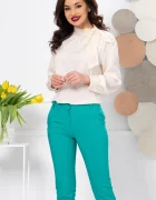 InPuff Bluza dama eleganta crem din voal cu funda stilizata