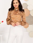 InPuff Bluza dama eleganta maro cu flori de nufar