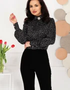 InPuff Bluza dama eleganta neagra cu buline albe