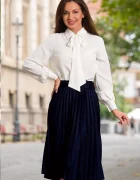 InPuff Bluza din voal ecru cu funda stilizata din panglica si mansete late