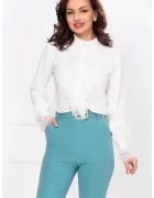 InPuff Bluza eleganta alba cu dantela delicata