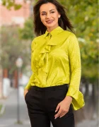 InPuff Bluza lime din jakard satinata cu jabou