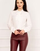 InPuff Camasa eleganta alba cu pliuri si guler tip esarfa