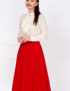 InPuff Fusta midi rosie in clos cu buzunare laterale