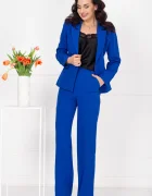InPuff Pantaloni dama albastrru royal office drepti cu talie inalta