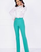 InPuff Pantaloni evazati eleganti aqua cu pliuri in talie