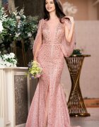 InPuff Rochie de lux Zandra rose pretioasa cu perle si pietre pretioase decorative