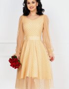 InPuff Rochie de ocazie crem acoperita de tulle cu buline