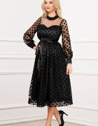 InPuff Rochie de ocazie eleganta neagra din tulle cu buline din catifea